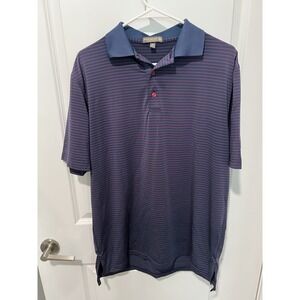 Peter Millar Summer Comfort Golf Polo Blue Red Stripe Size Medium Mens Roxiticus